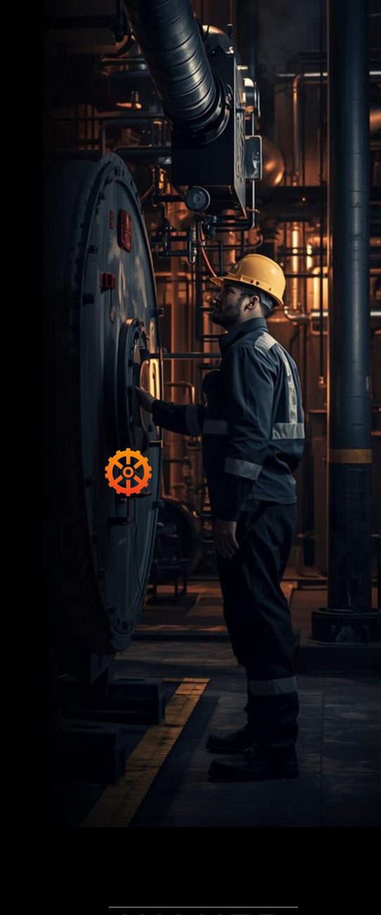 VALVER engineer inspecting an industrial steam boiler